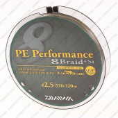 Плетеная леска DAIWA PE Performance 8 Braid + Si / #2,5 (14,9 кг) - 120м (тёмно-коричневая)